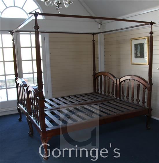 Early 20th century teak four poster bed(-)